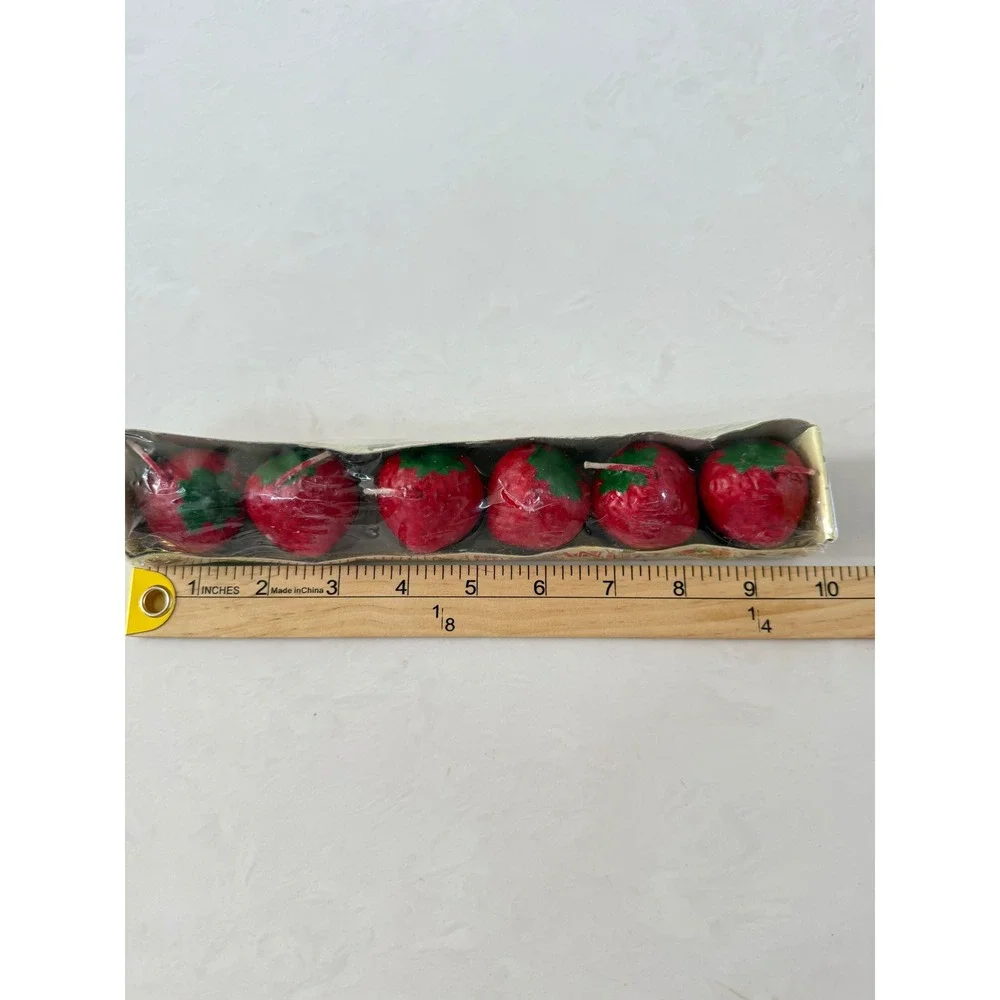 Vintage Strawberry Fruit Tinned Candles Set of 6 Red Novelty Boxed Decor